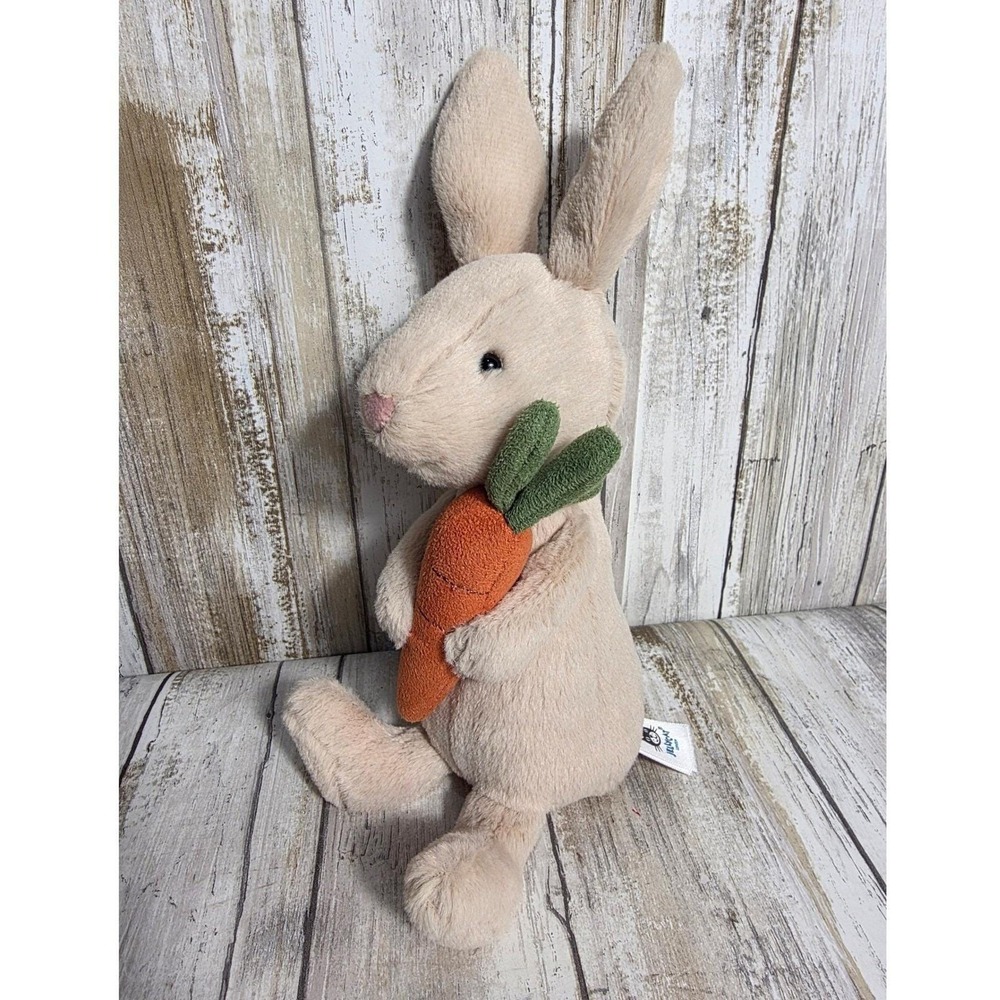 Jellycat London Ambrosie Hare Plush Bunny Holding Carrot Oatmeal Beige 11"